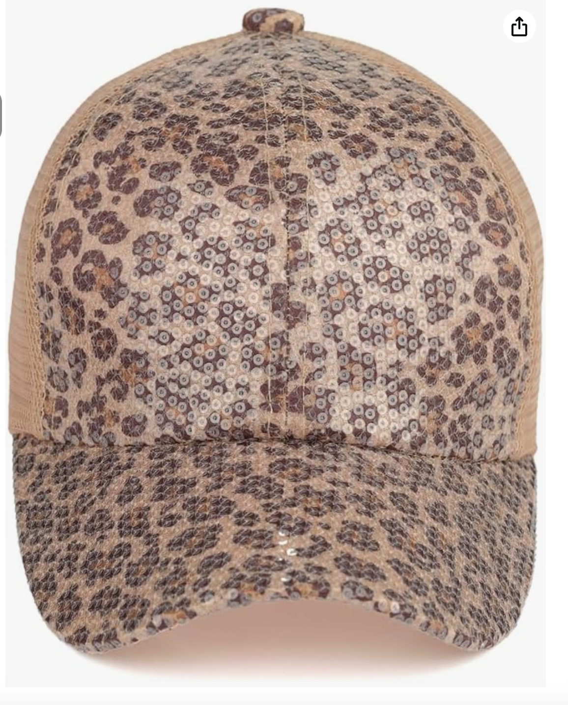CC Sequin Leopard Baseball Cap for Women One Size Fits Most