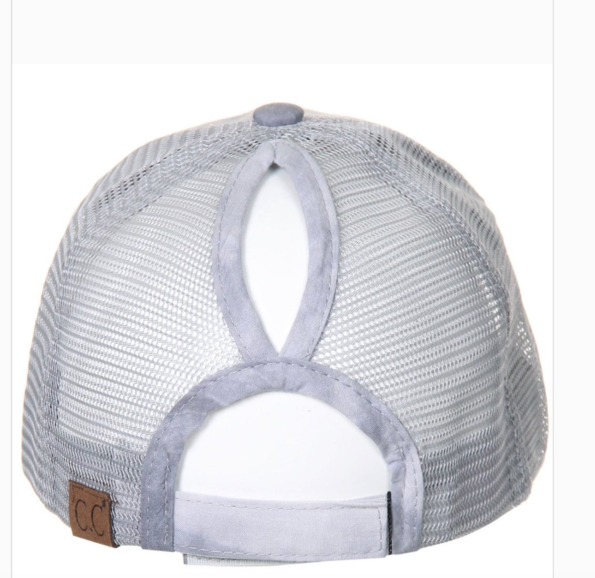 C.C® Watercolor Messy Bun Trucker Cap - Ponytail Access, Adjustable Hook-and-Loop, Mesh Back
