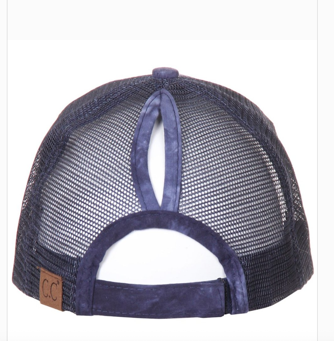 C.C® Watercolor Messy Bun Trucker Cap - Ponytail Access, Adjustable Hook-and-Loop, Mesh Back