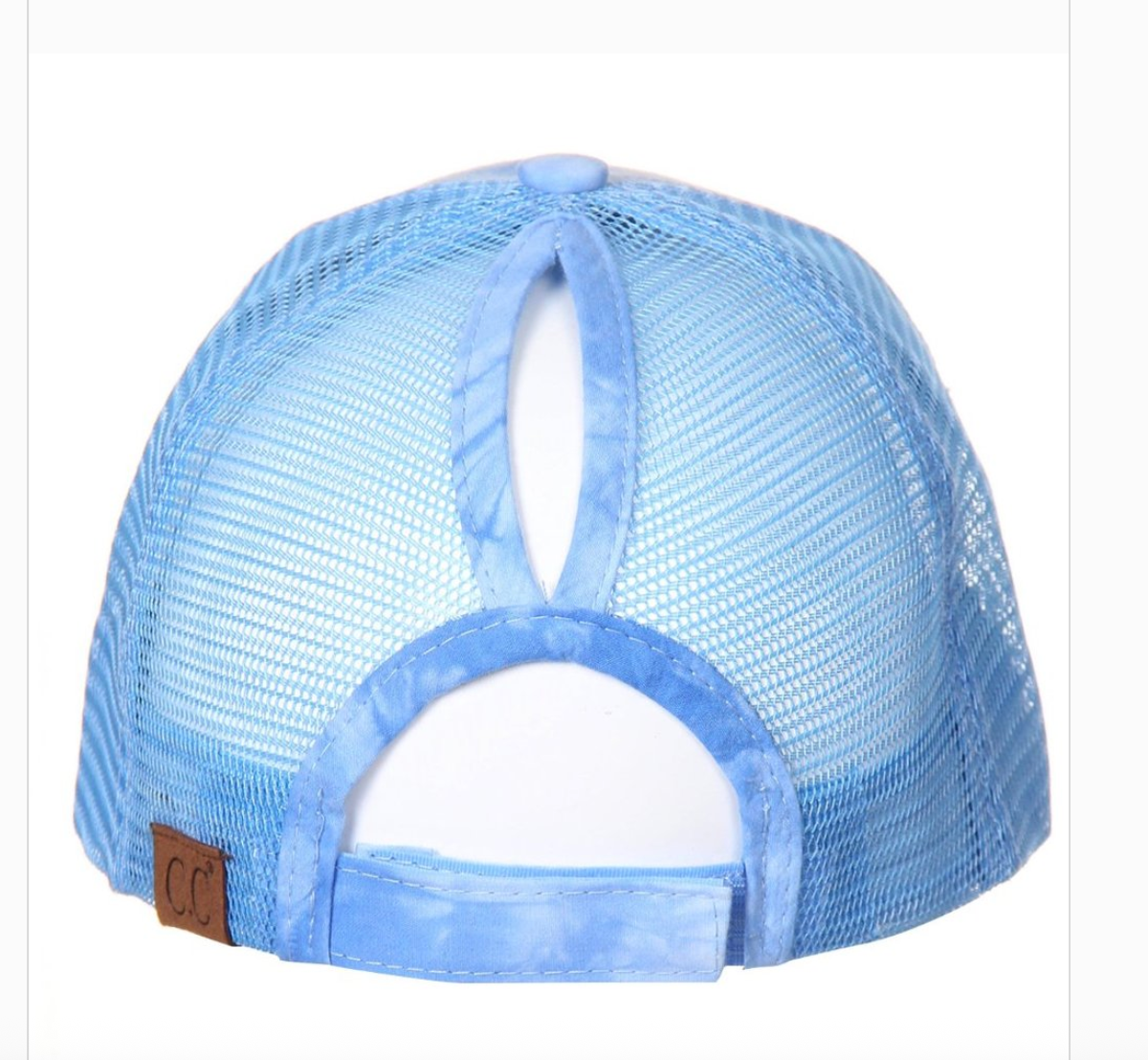 C.C® Watercolor Messy Bun Trucker Cap - Ponytail Access, Adjustable Hook-and-Loop, Mesh Back