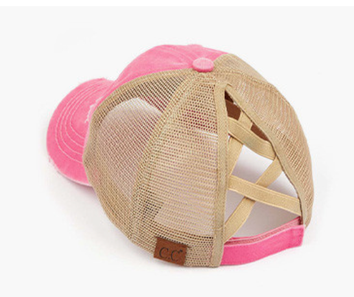 C.C® Multi-Level Criss Cross Ponytail Cap - Women's Baseball Hat for Braids & Buns