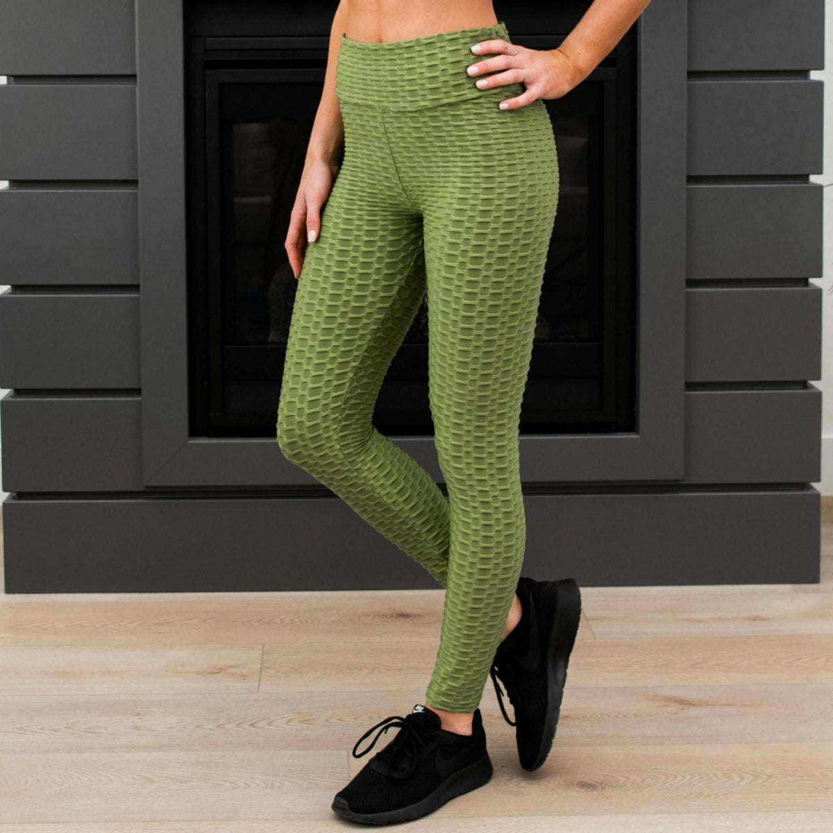 Women's High Waist Textured Sculpting Leggings - Smoothing Honeycomb Design