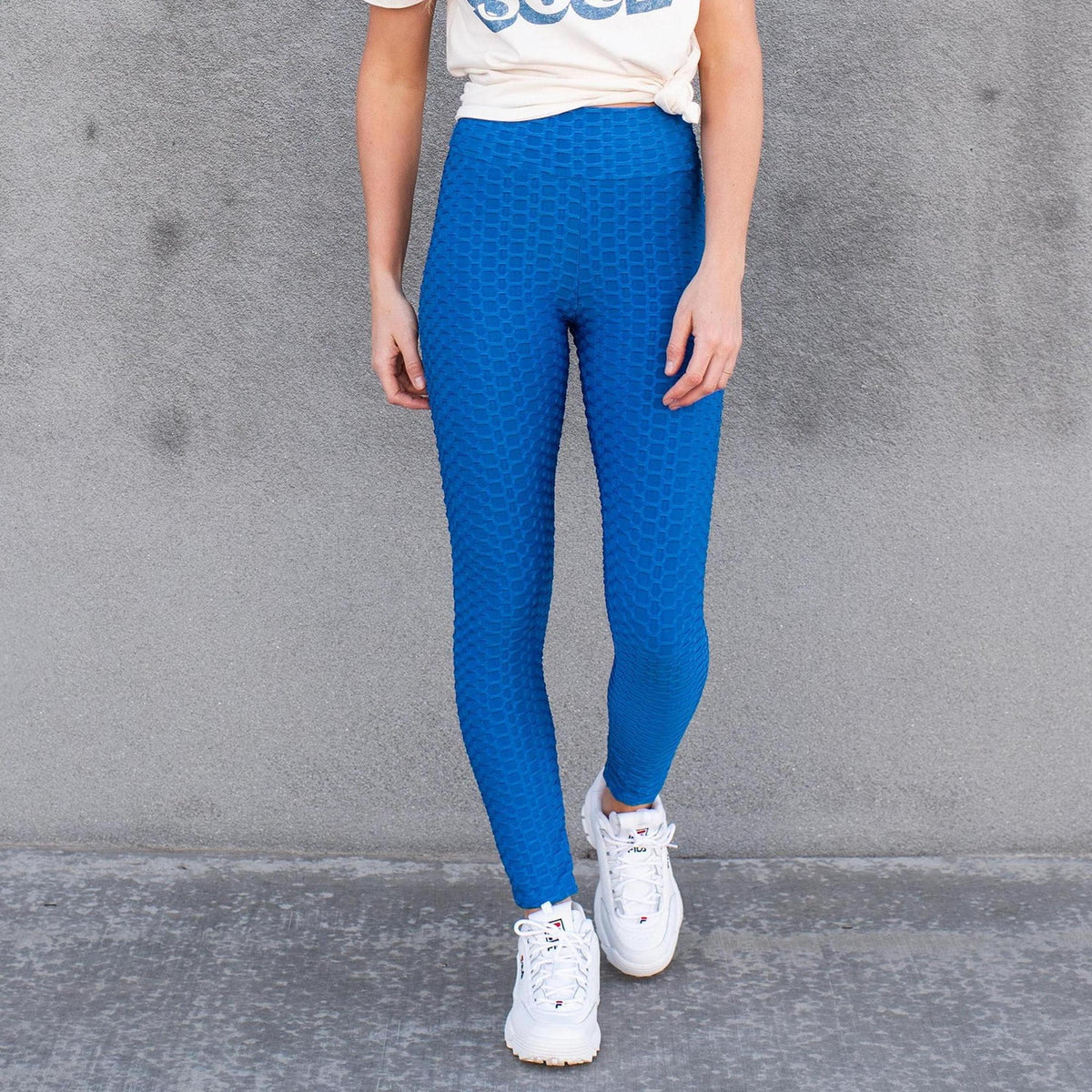 Women's High Waist Textured Sculpting Leggings - Smoothing Honeycomb Design