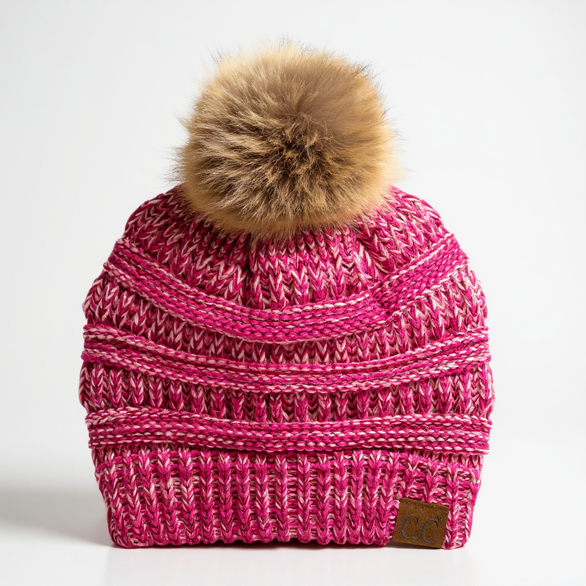 CC Trending 4-Tone Beanie w/ Tan Pom