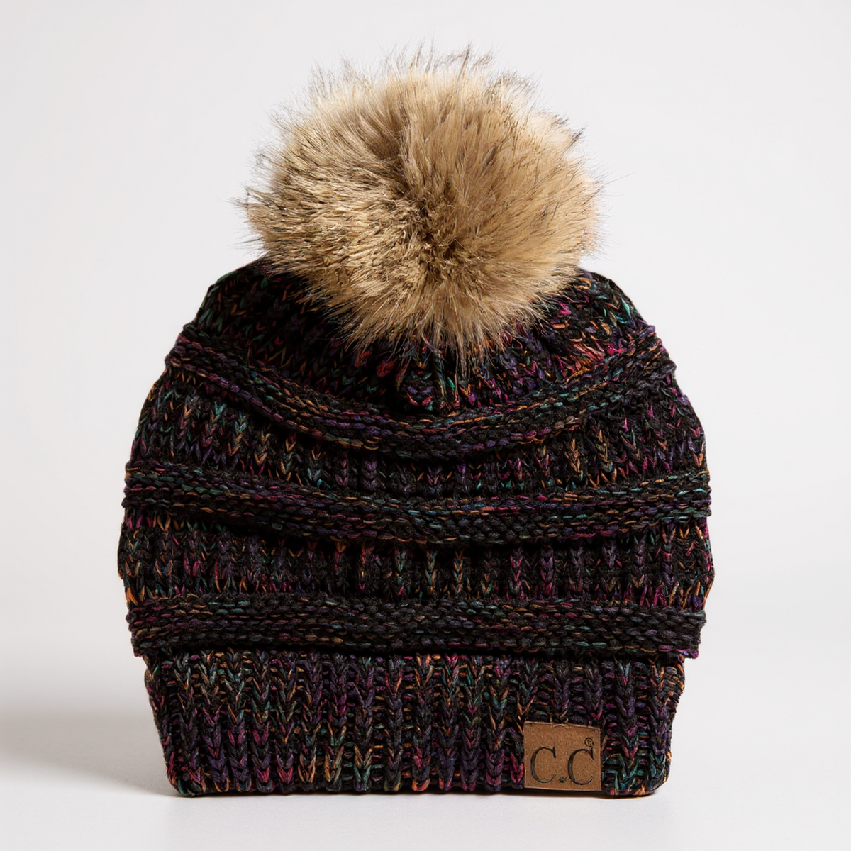 CC Trending 4-Tone Beanie w/ Tan Pom