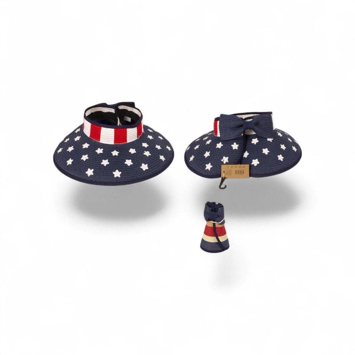 Americana Patriotic Rollable Visor For Adventures, 4th Of July, American Flag Print, Easy To Travel And Roll - Truly Contagious