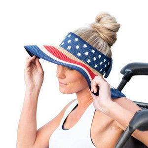 Americana Patriotic Rollable Visor For Adventures, 4th Of July, American Flag Print, Easy To Travel And Roll - Truly Contagious