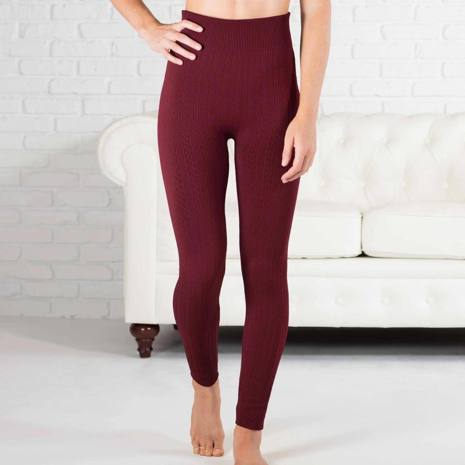 Cable Knit Fleece Lined Leggings | ( Sofra ) - Truly Contagious