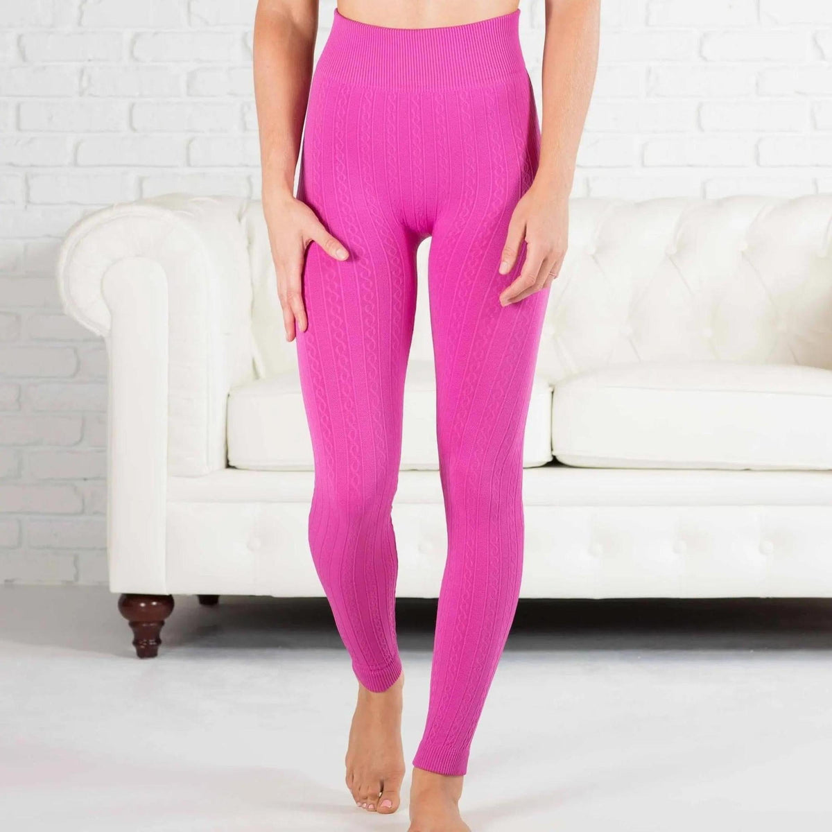 Cable Knit Fleece Lined Leggings | ( Sofra ) - Truly Contagious