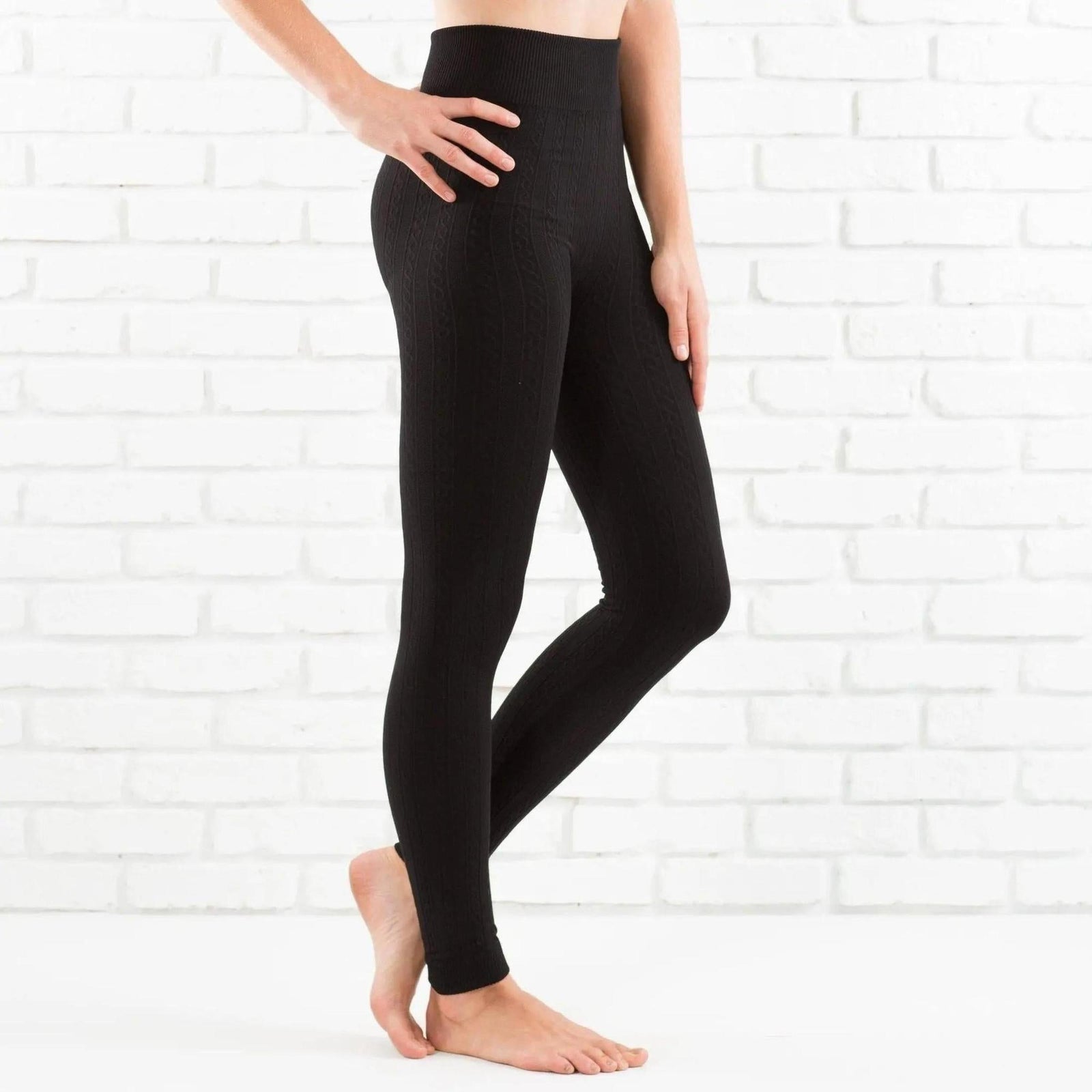 Cable Knit Fleece Lined Leggings | ( Sofra ) - Truly Contagious