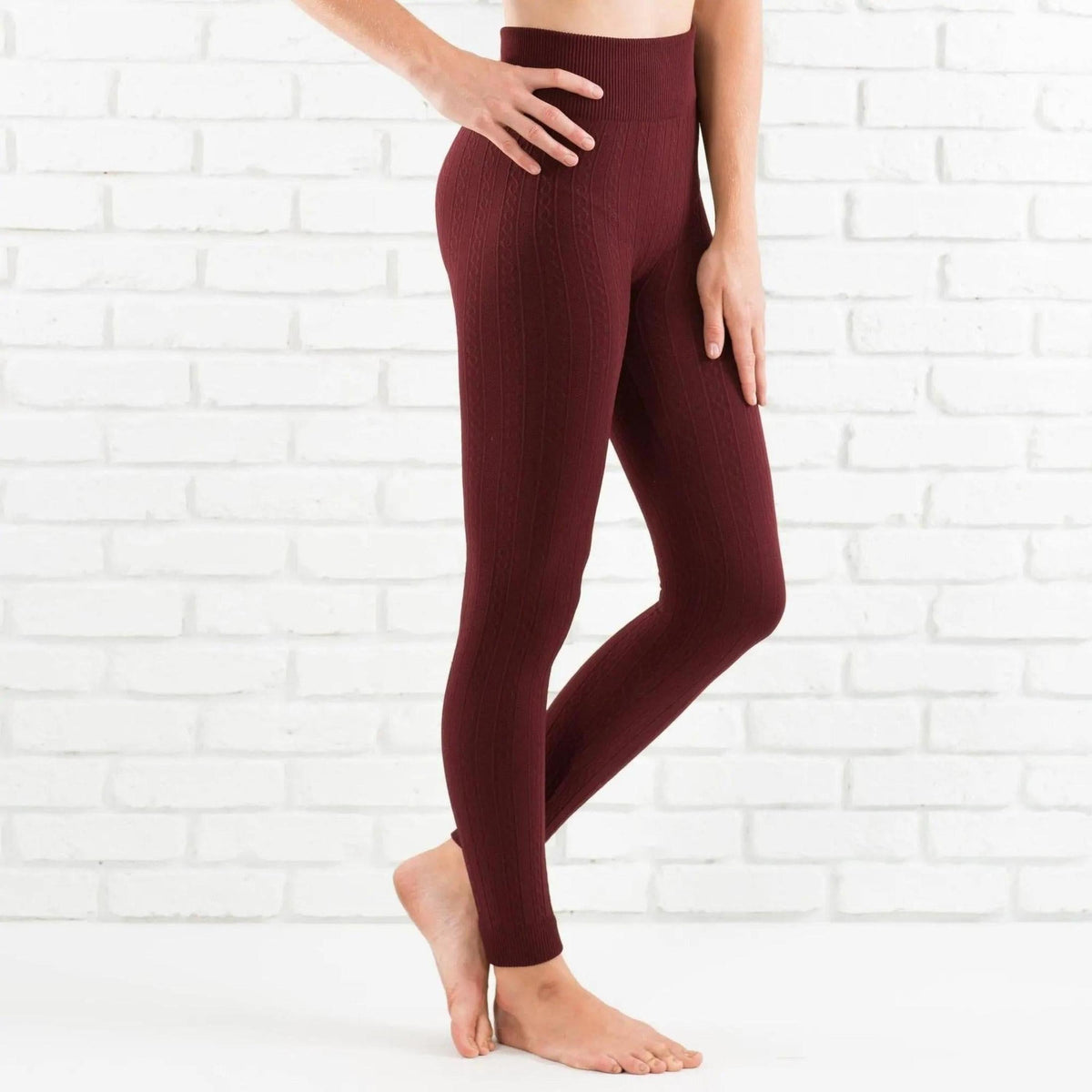 Cable Knit Fleece Lined Leggings | ( Sofra ) - Truly Contagious