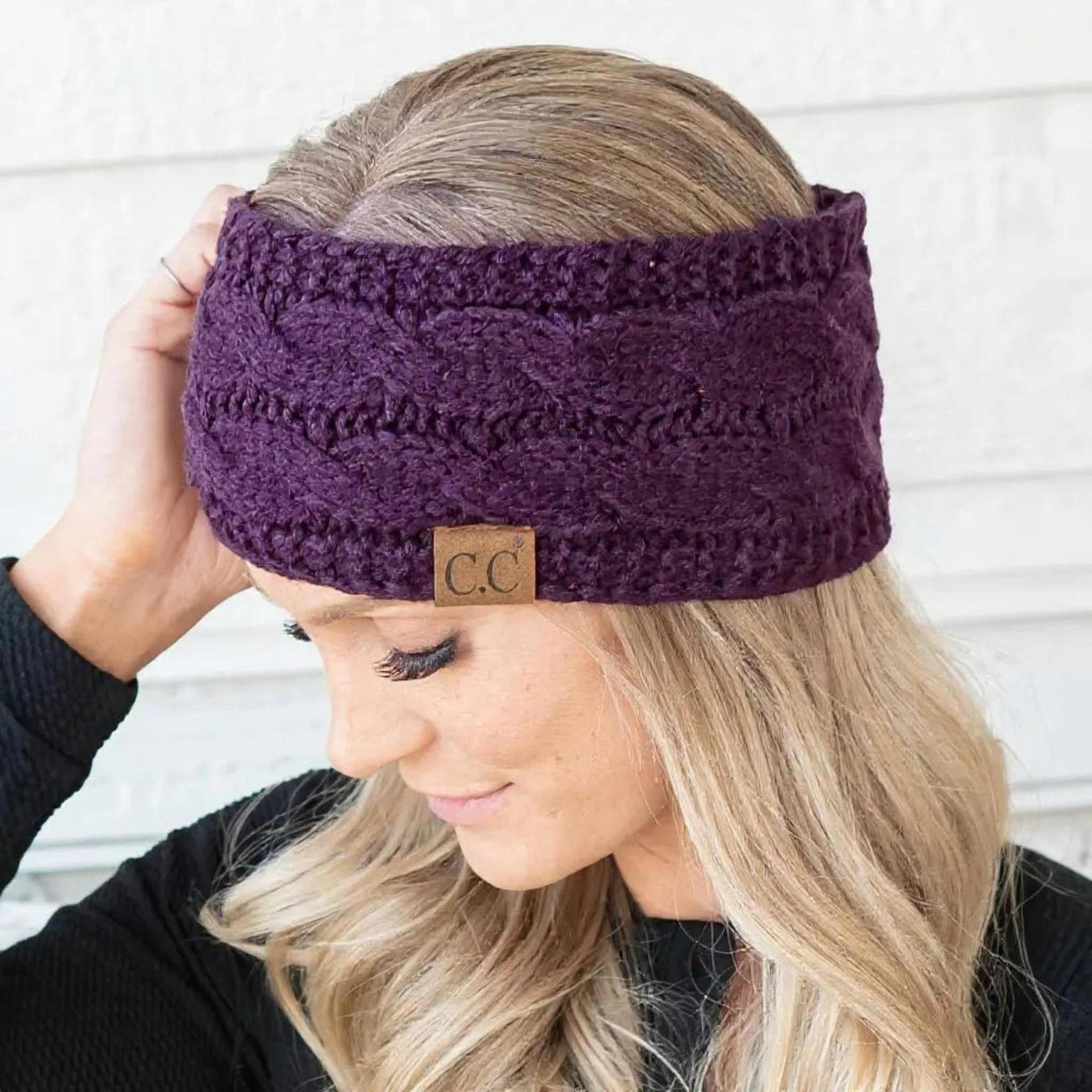 Cable Knit Lined Head Wrap for Women - Warm, Stylish Hair - Friendly Accessory | C.C. Brand - Truly Contagious