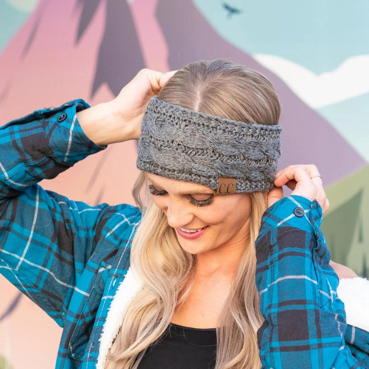 Cable Knit Lined Head Wrap for Women - Warm, Stylish Hair - Friendly Accessory | C.C. Brand - Truly Contagious