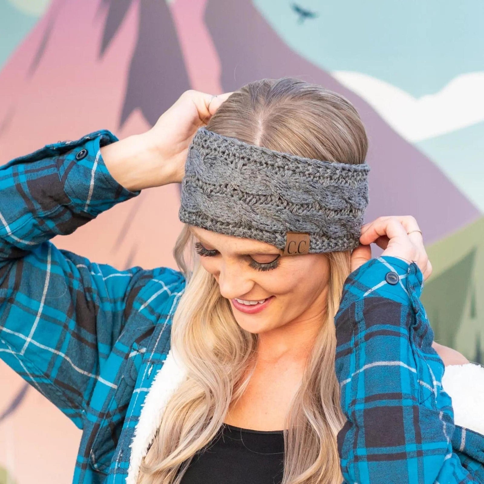 Cable Knit Lined Head Wrap for Women - Warm, Stylish Hair - Friendly Accessory | C.C. Brand - Truly Contagious