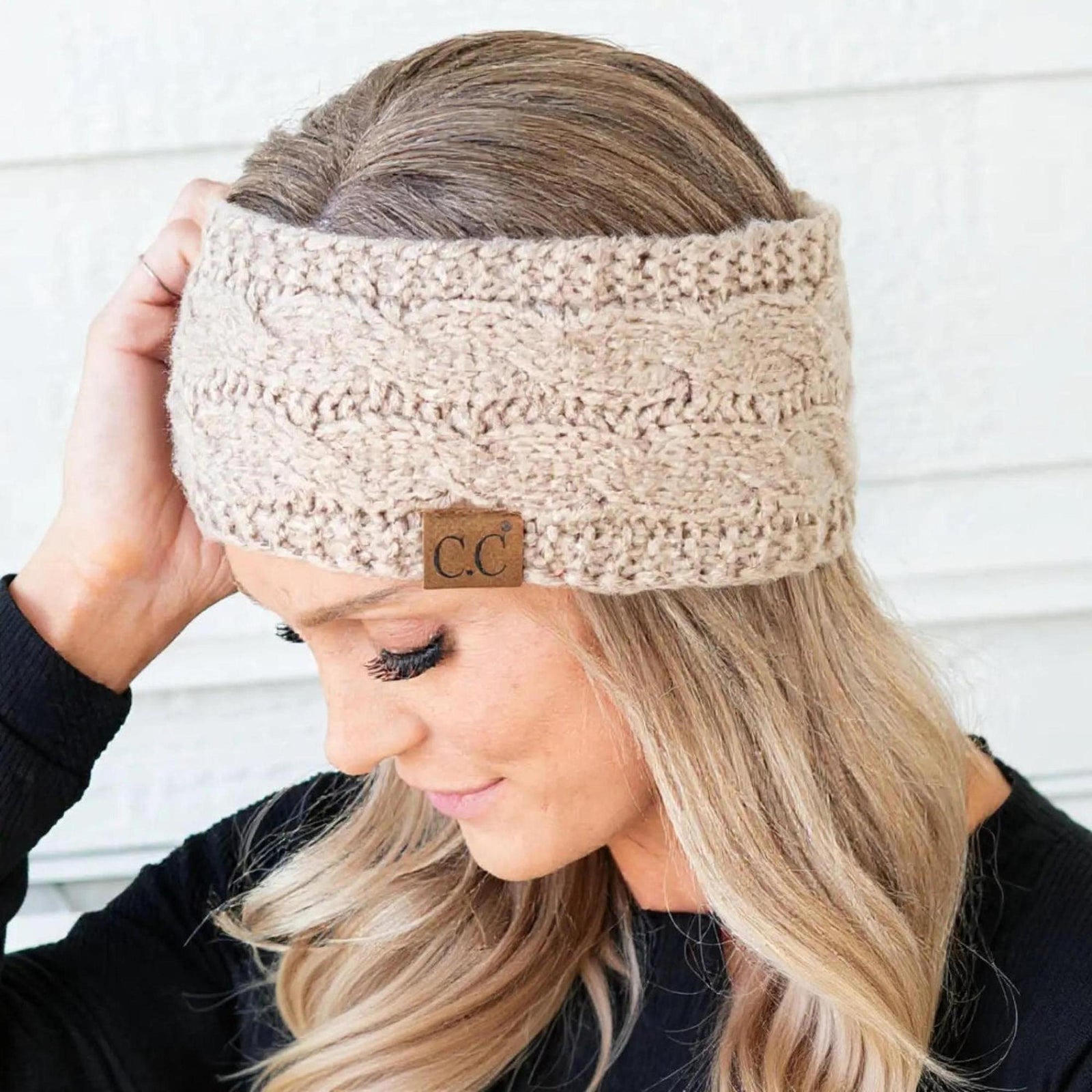 Cable Knit Lined Head Wrap for Women - Warm, Stylish Hair - Friendly Accessory | C.C. Brand - Truly Contagious
