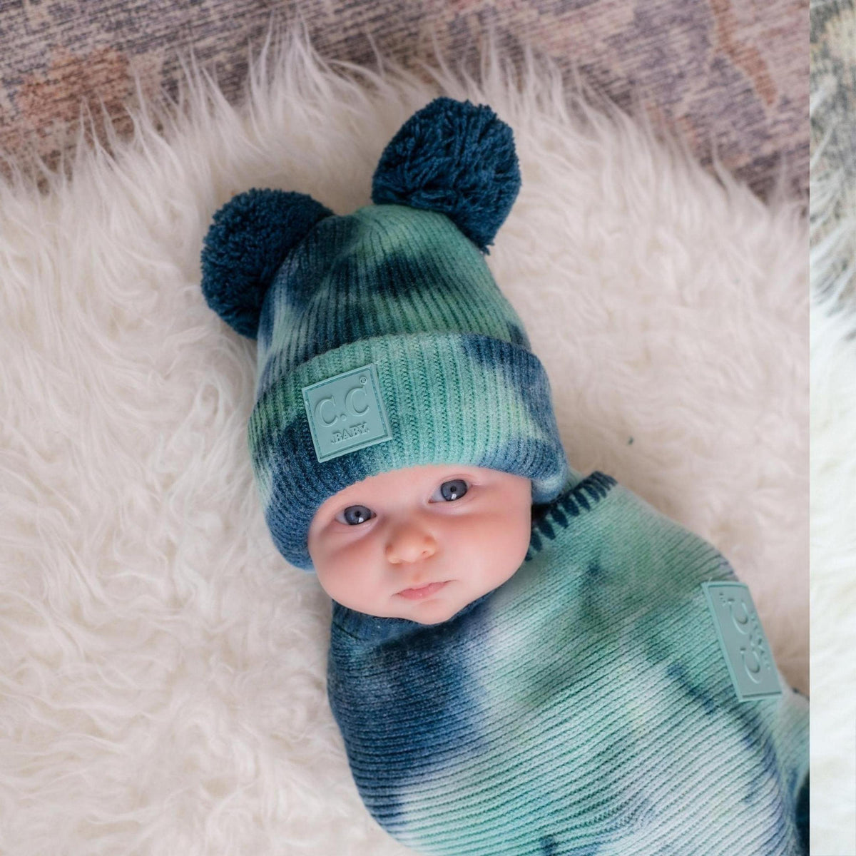 CC Baby and Kids Pom Pom Tie - Dye Beanies Hats - Truly Contagious