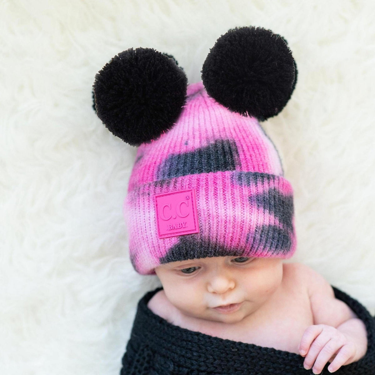 CC Baby and Kids Pom Pom Tie - Dye Beanies Hats - Truly Contagious