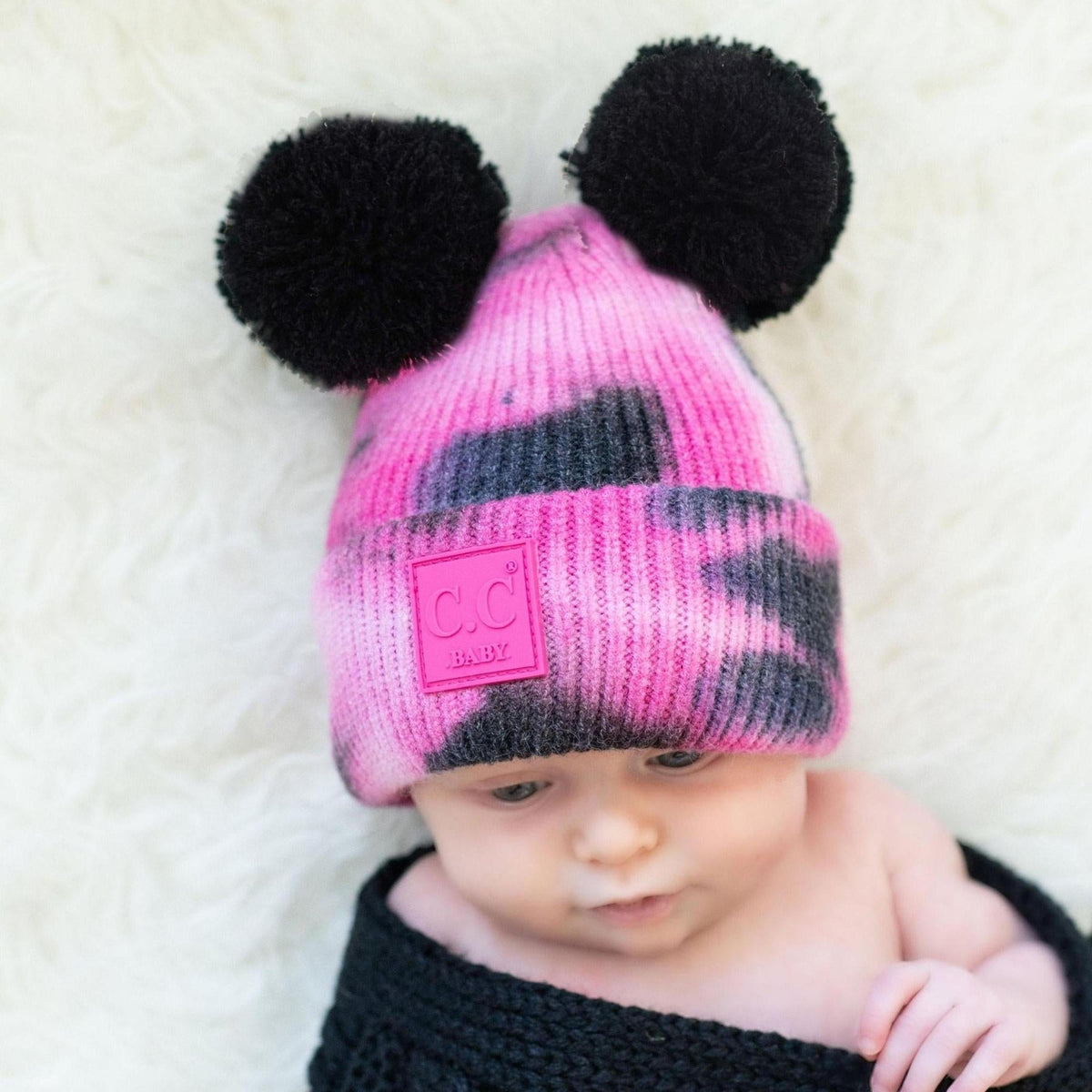 CC Baby and Kids Pom Pom Tie - Dye Beanies Hats - Truly Contagious