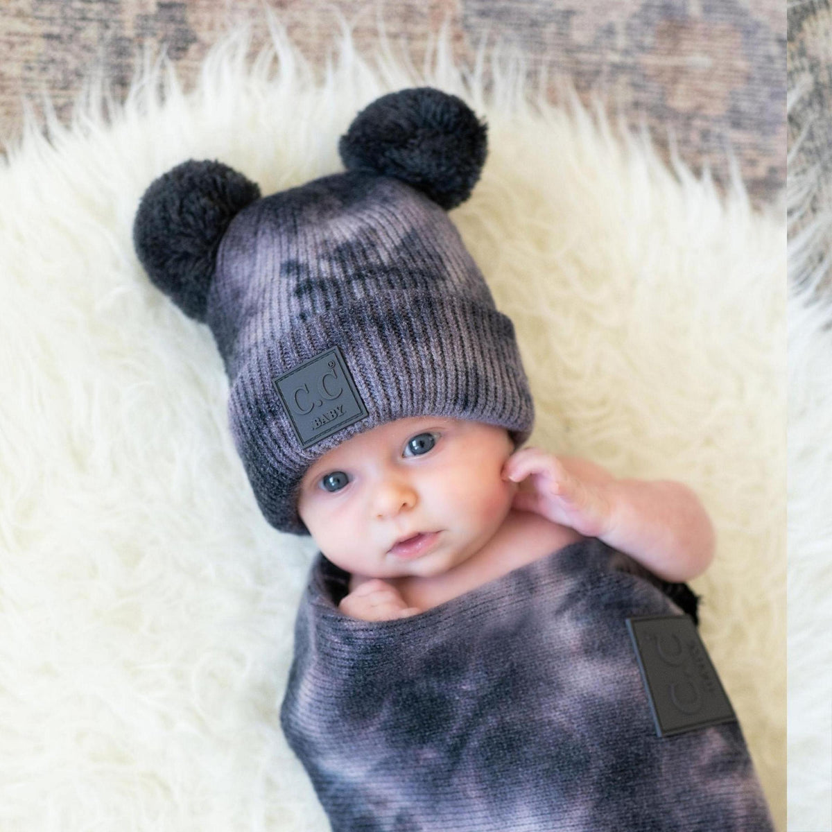 CC Baby and Kids Pom Pom Tie - Dye Beanies Hats - Truly Contagious