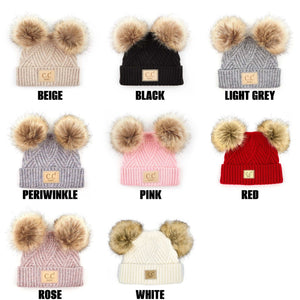 CC Baby Double Pom Criss - Cross Pattern Beanie - Truly Contagious