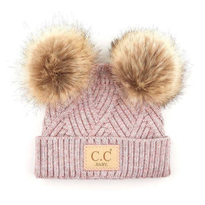 CC Baby Double Pom Criss - Cross Pattern Beanie - Truly Contagious