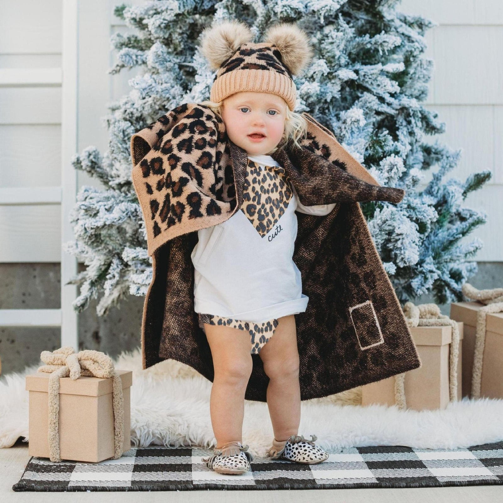 CC Baby Leopard Gift Set, Blanket and Double Pom, Newborn to 12 Months, 1 - 5 Years - Truly Contagious