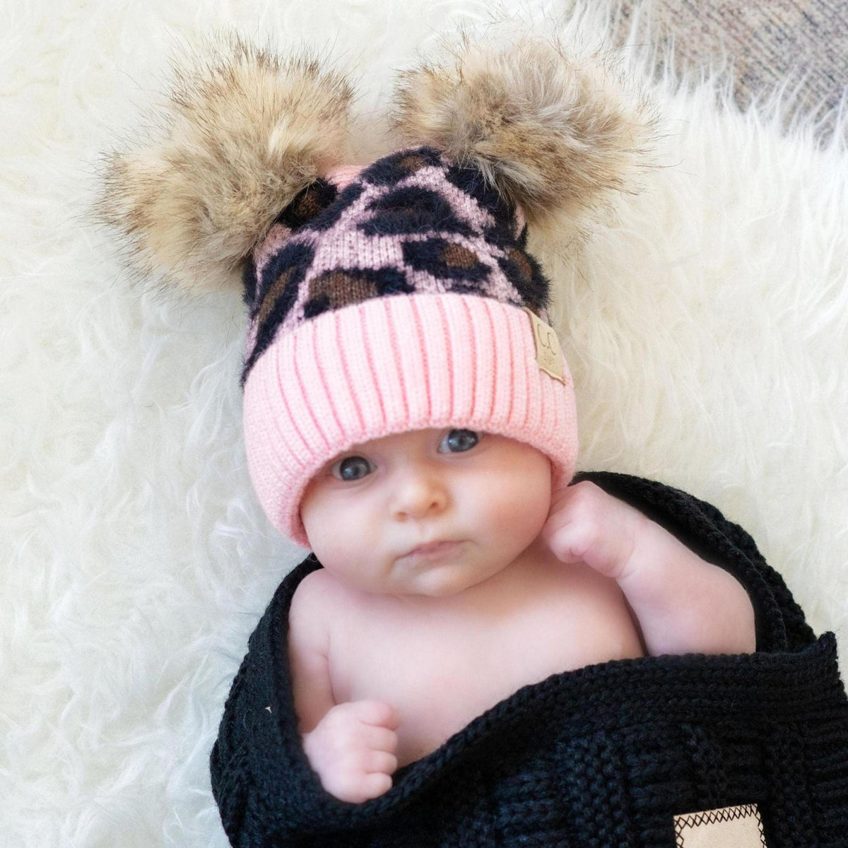 CC Baby Leopard Gift Set, Blanket and Double Pom, Newborn to 12 Months, 1 - 5 Years - Truly Contagious