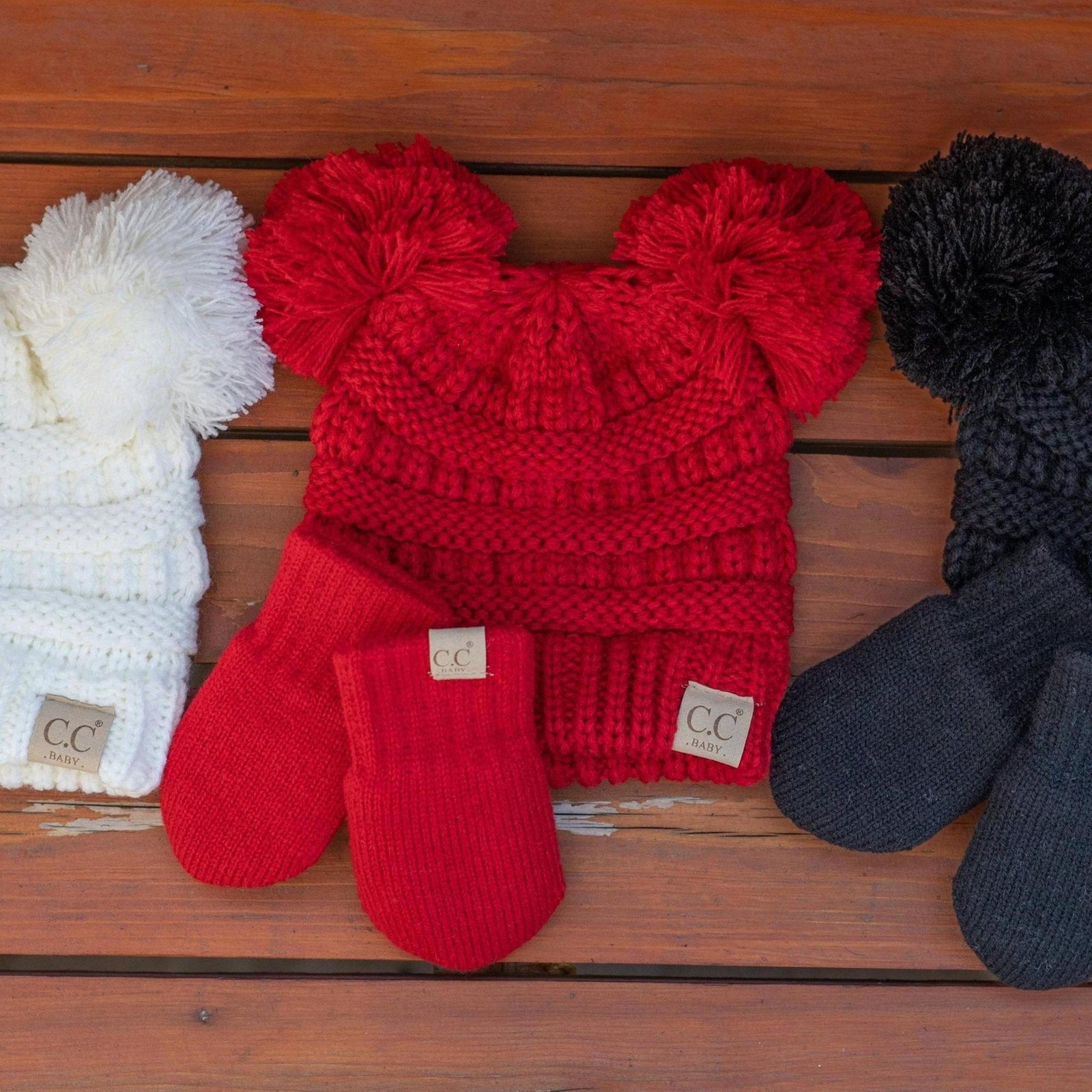 CC Baby Pom Pom Beanie and Mittens Set - Truly Contagious