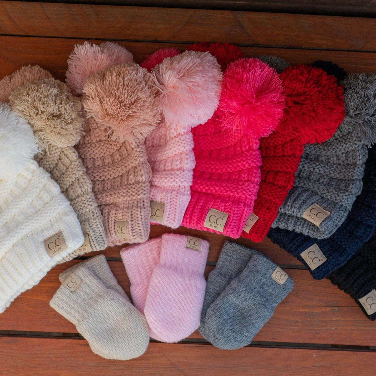 CC Baby Pom Pom Beanie and Mittens Set - Truly Contagious