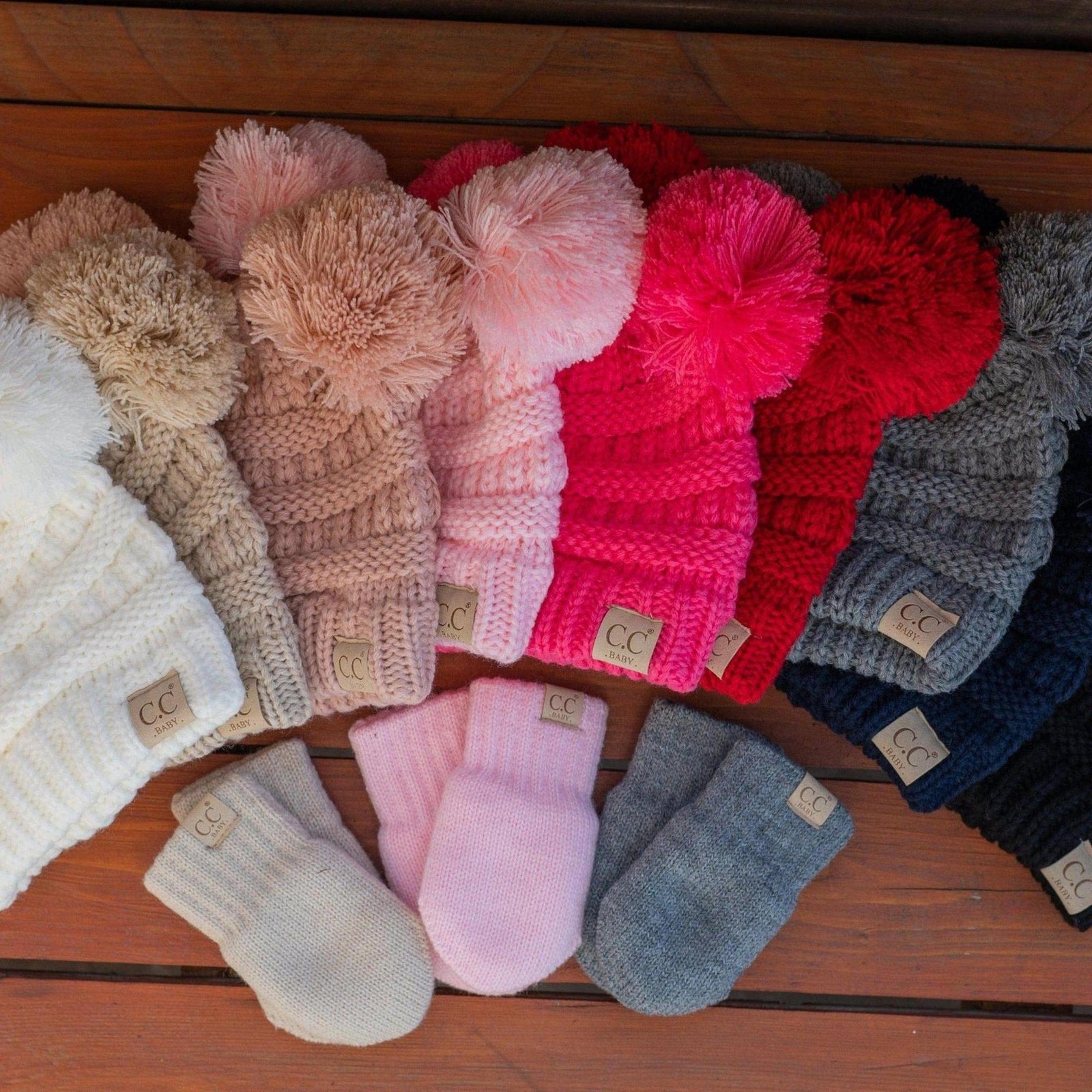 CC Baby Pom Pom Beanie and Mittens Set - Truly Contagious