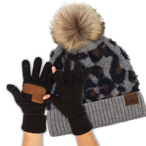 CC Beanie Leopard Hat and Coordinating Glove or Mitten Set - Truly Contagious