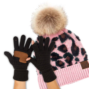 CC Beanie Leopard Hat and Coordinating Glove or Mitten Set - Truly Contagious