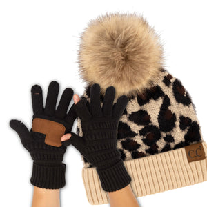 CC Beanie Leopard Hat and Coordinating Glove or Mitten Set - Truly Contagious