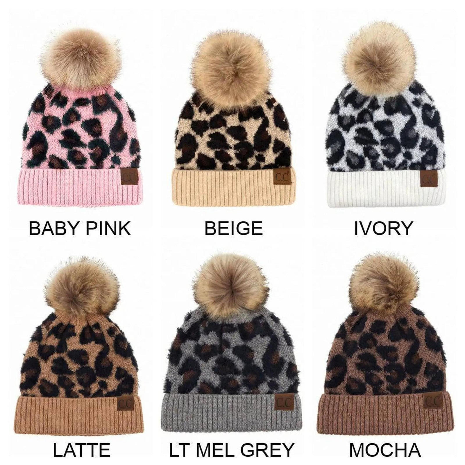 CC Beanie Leopard Pom Winter Hats for Adult and Kids by Truly Contagious - Truly Contagious