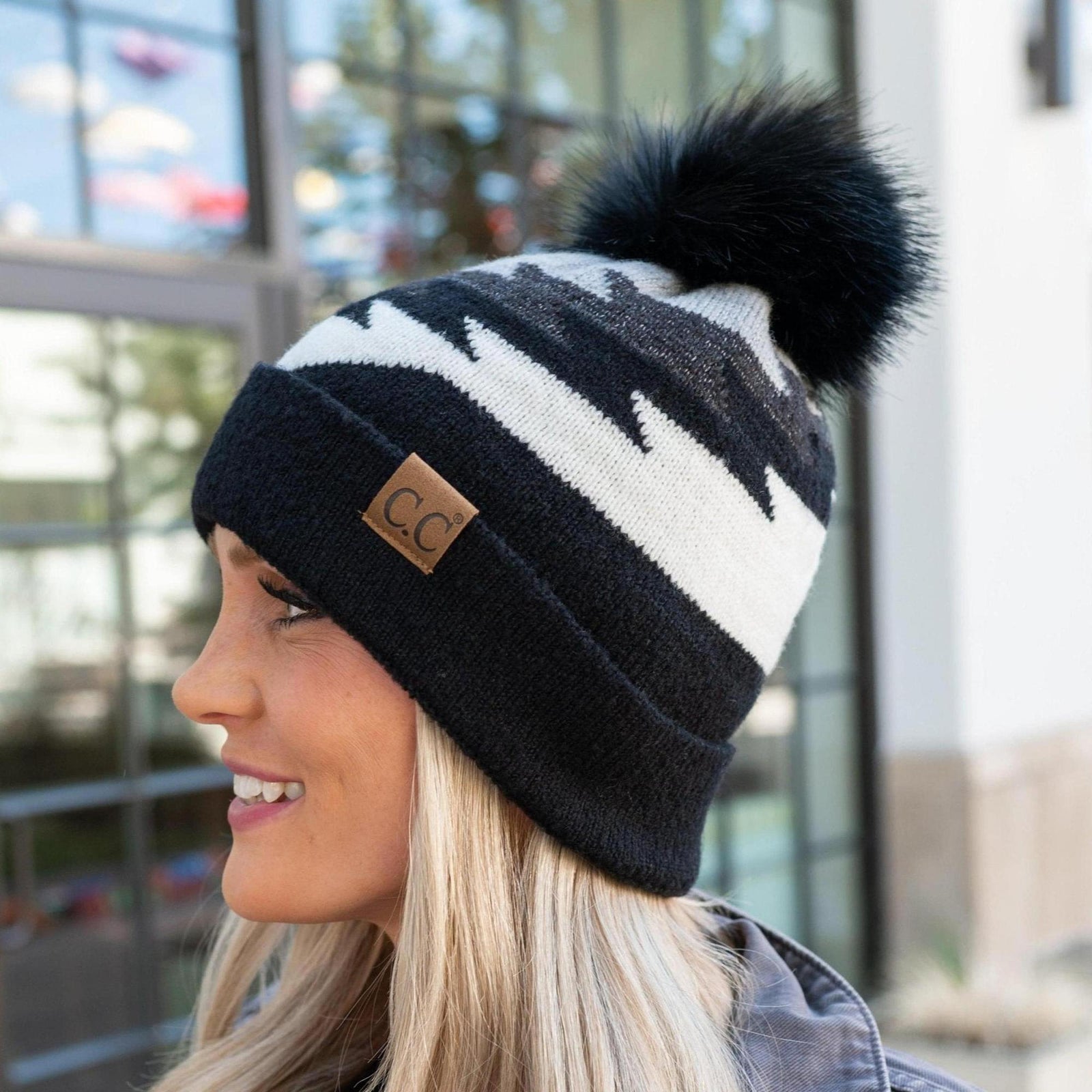 CC Beanie with Pom & South Western Pattern - Truly Contagious