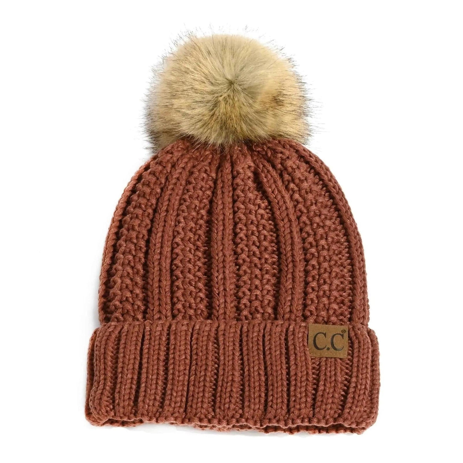 CC Bold Pom Accented Kids Youth to Adult Beanies Hats - Truly Contagious