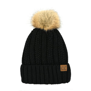 CC Bold Pom Accented Kids Youth to Adult Beanies Hats - Truly Contagious