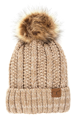 CC Bold Pom Accented Kids Youth to Adult Beanies Hats - Truly Contagious