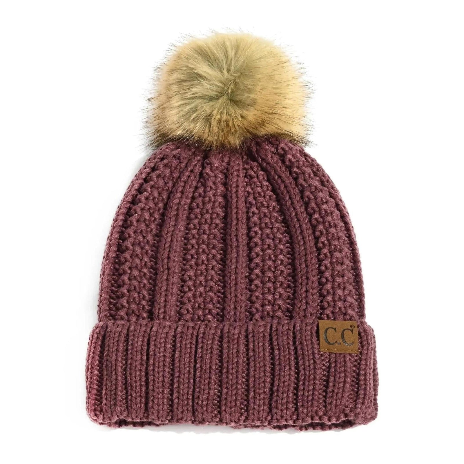 CC Bold Pom Accented Kids Youth to Adult Beanies Hats - Truly Contagious