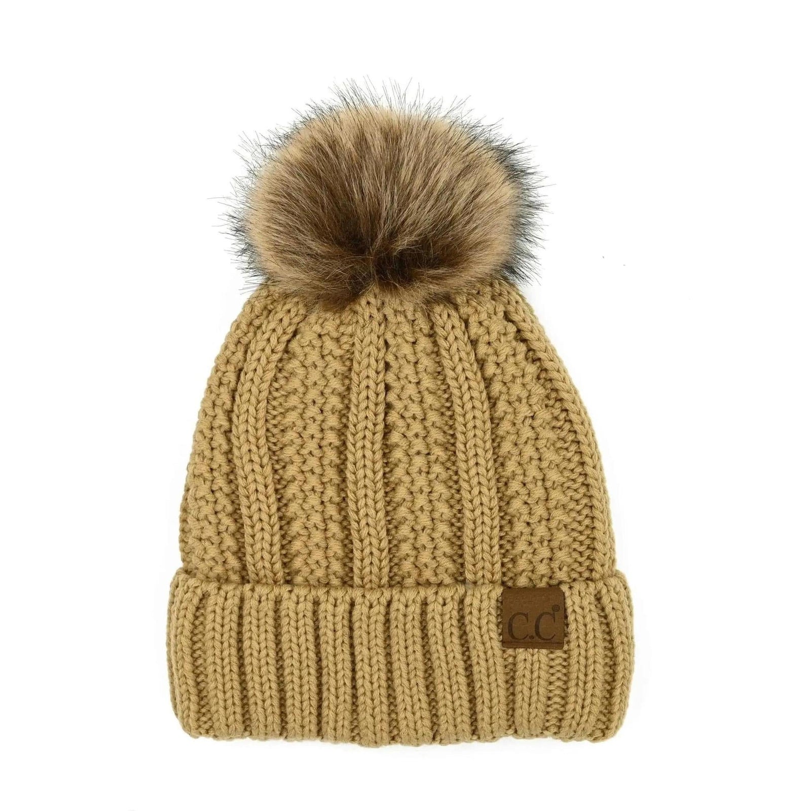 CC Bold Pom Accented Kids Youth to Adult Beanies Hats - Truly Contagious