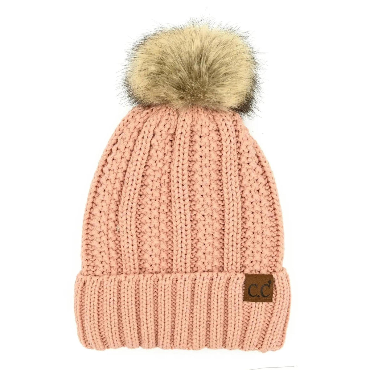 CC Bold Pom Accented Kids Youth to Adult Beanies Hats - Truly Contagious