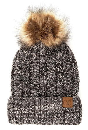 CC Bold Pom Accented Kids Youth to Adult Beanies Hats - Truly Contagious
