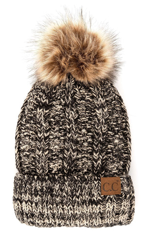 CC Bold Pom Accented Kids Youth to Adult Beanies Hats - Truly Contagious