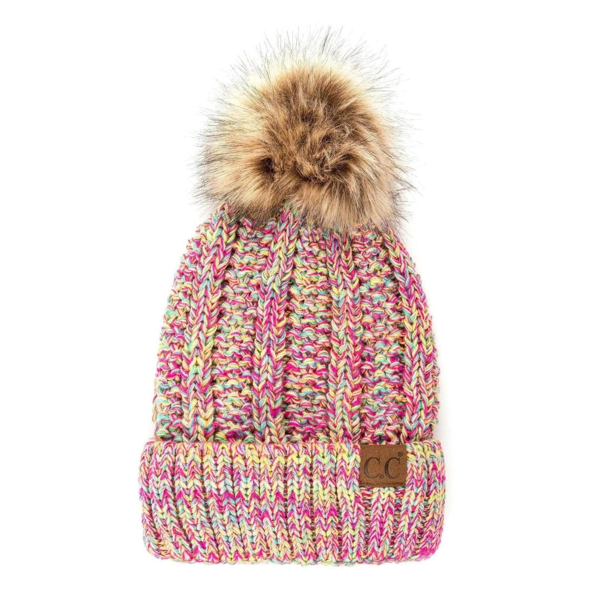 CC Bold Pom Accented Kids Youth to Adult Beanies Hats - Truly Contagious