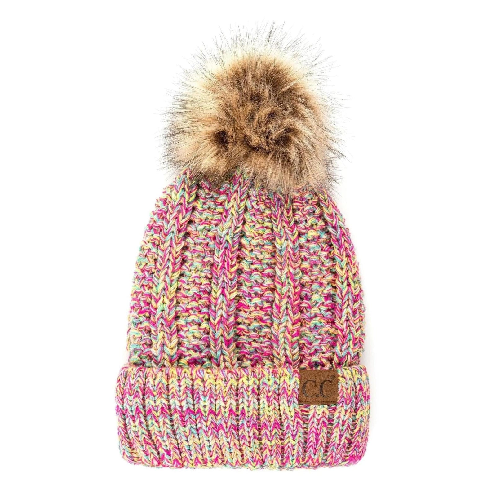 CC Bold Pom Accented Kids Youth to Adult Beanies Hats - Truly Contagious
