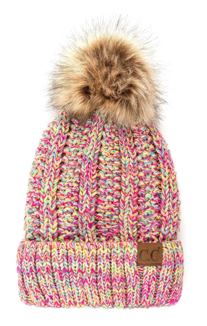 CC Bold Pom Accented Kids Youth to Adult Beanies Hats - Truly Contagious