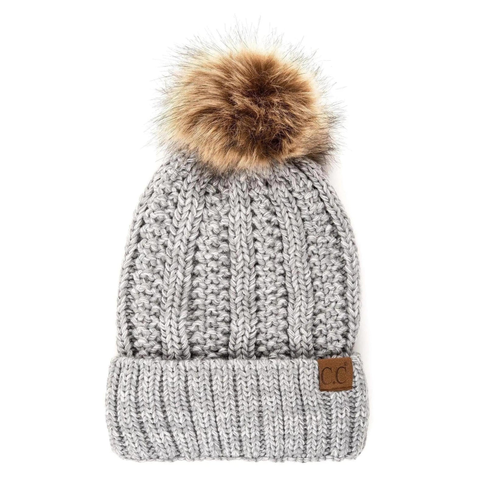 CC Bold Pom Accented Kids Youth to Adult Beanies Hats - Truly Contagious