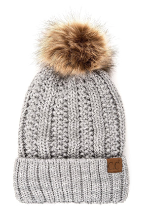 CC Bold Pom Accented Kids Youth to Adult Beanies Hats - Truly Contagious