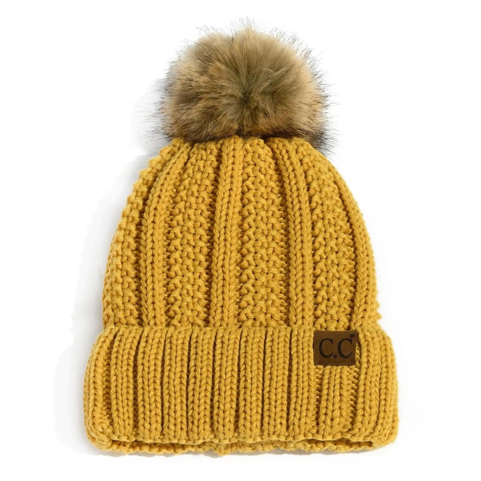 CC Bold Pom Accented Kids Youth to Adult Beanies Hats - Truly Contagious
