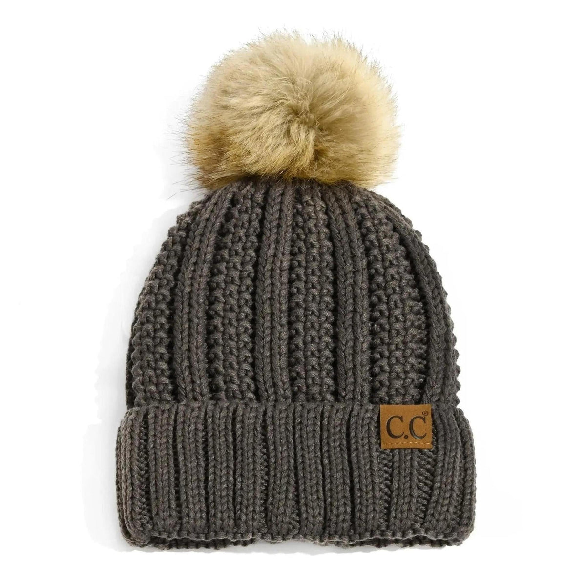 CC Bold Pom Accented Kids Youth to Adult Beanies Hats - Truly Contagious